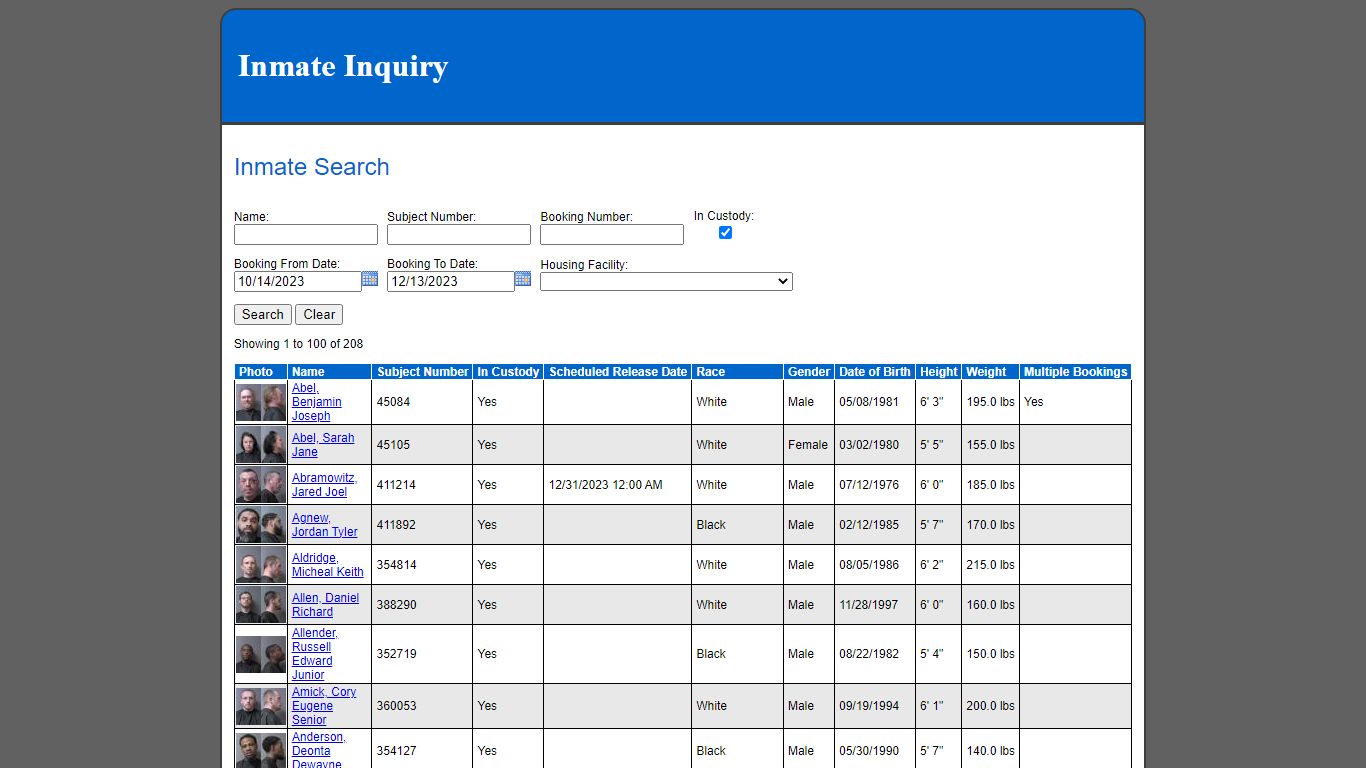 Inmate Search - webportal.mcits.site